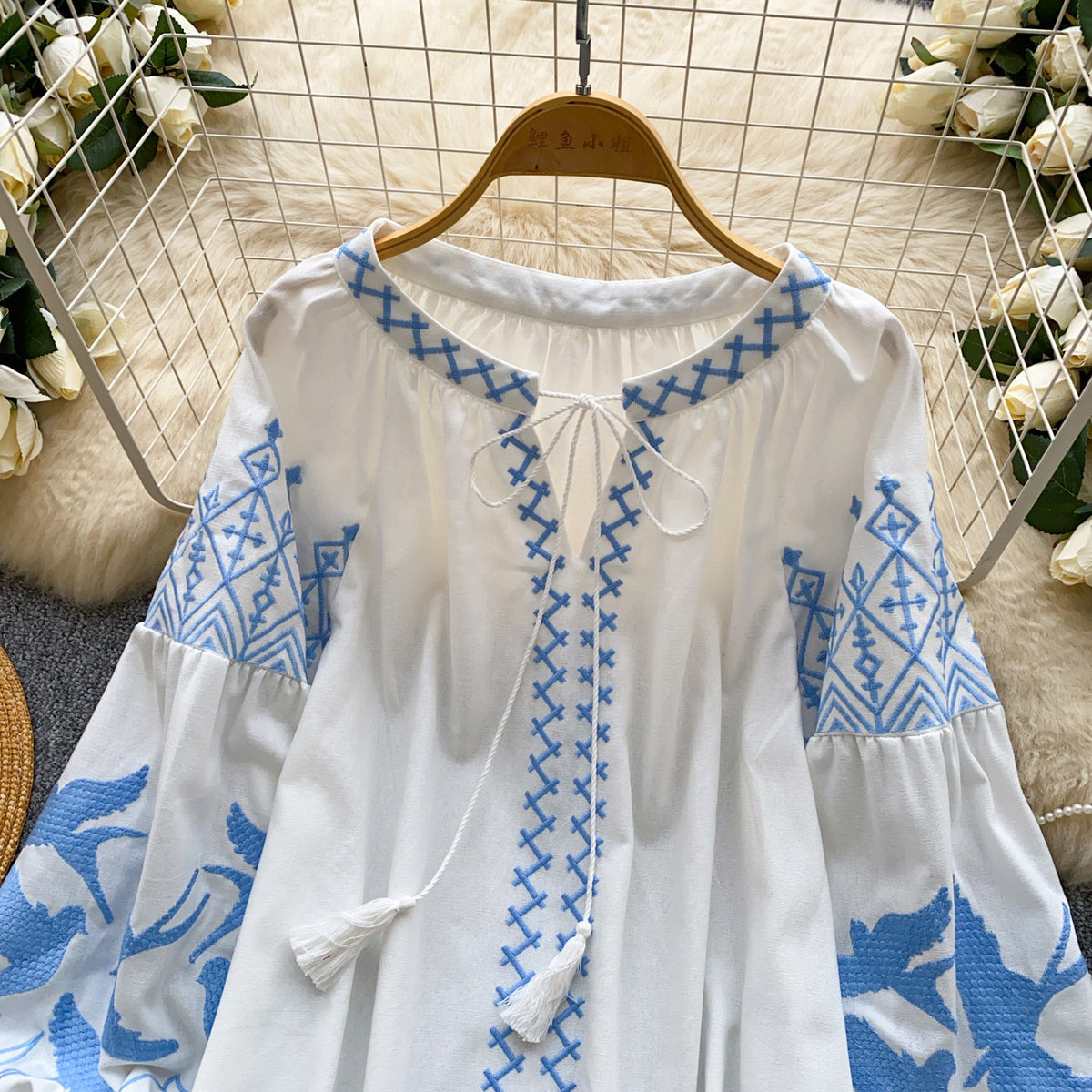 Korean-style Long-sleeve Loose Tassel Top For Women
