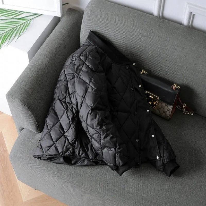 Small Lightweight Cotton-padded Women's Short Light Feather Loose Baseball Jacket