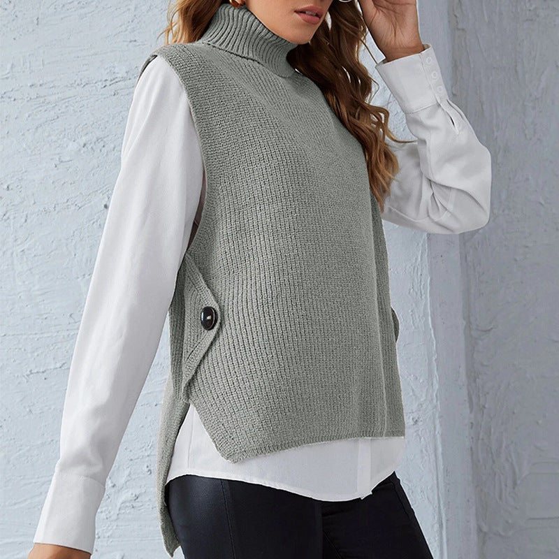 Turtleneck pullover sleeveless sweater women