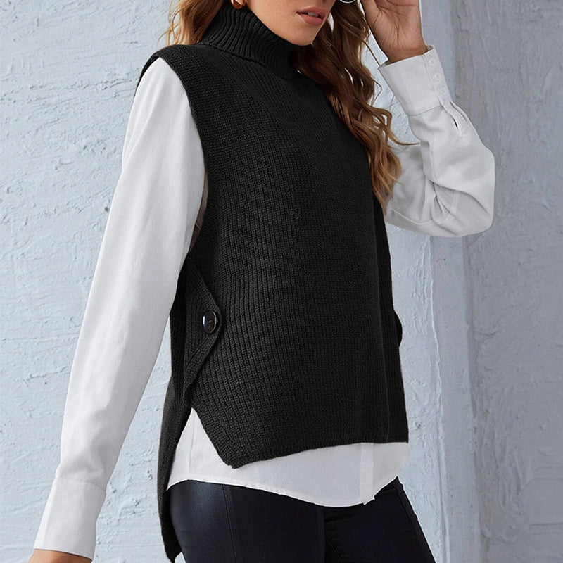 Turtleneck pullover sleeveless sweater women