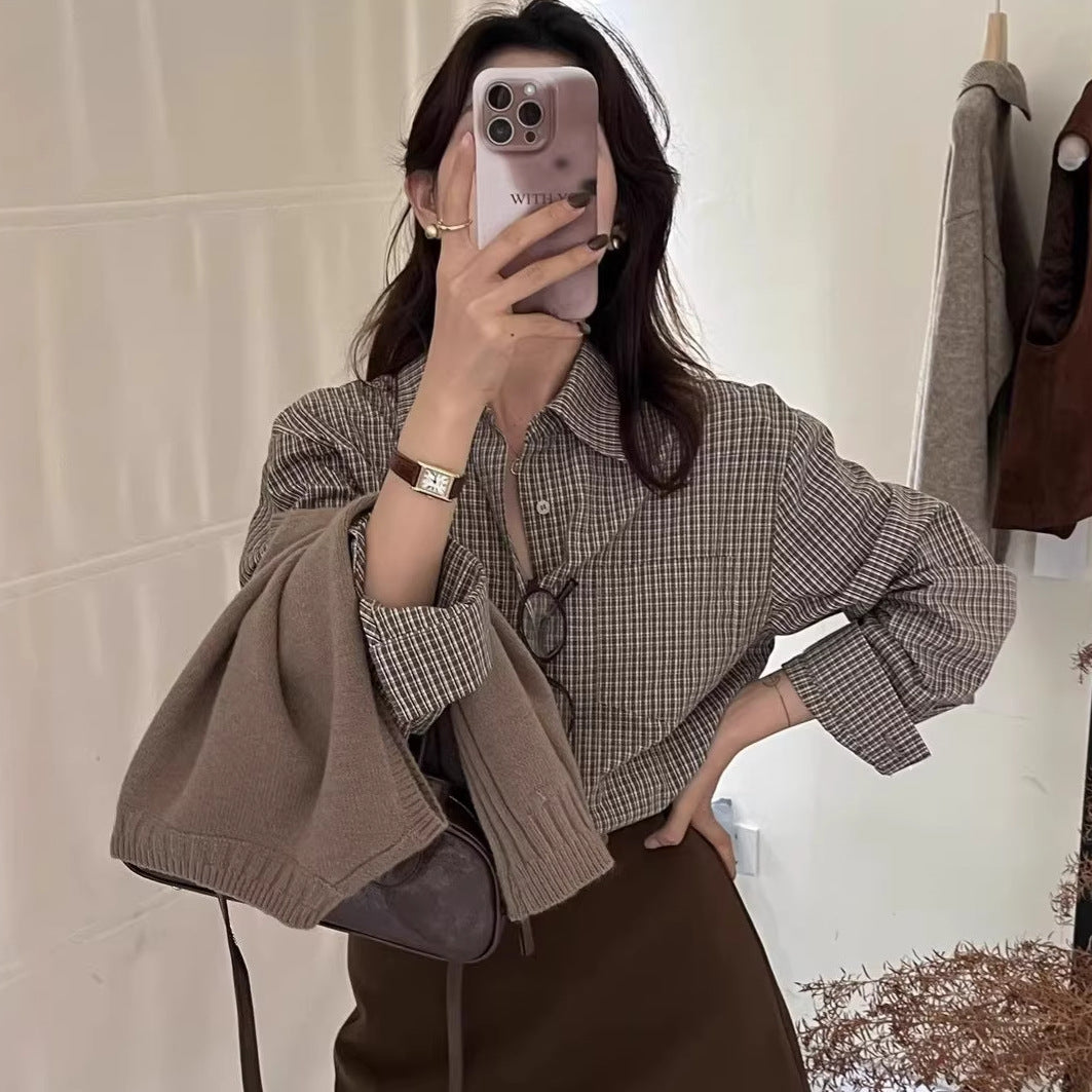 Korean-style Loose Long-sleeve Top For Women