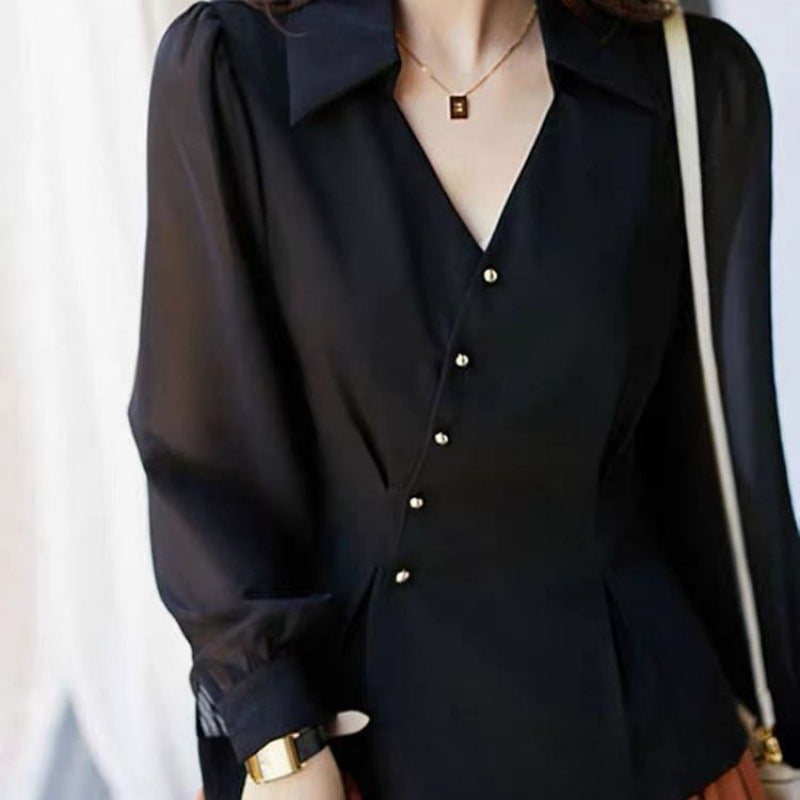 Autumn Solid Color Cardigan Shirt Women