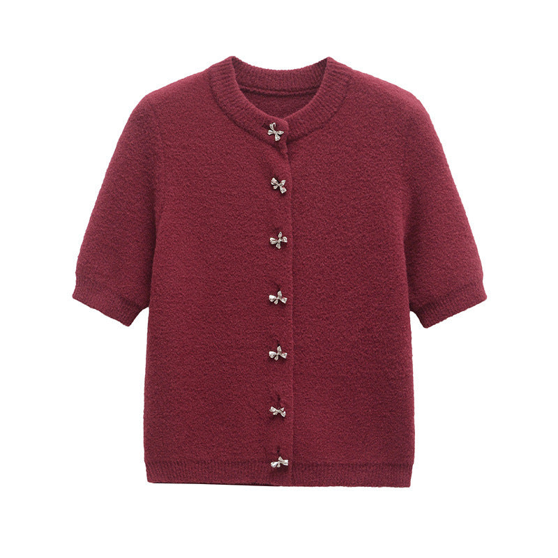 Solid Color Knitted Cardigan For Women