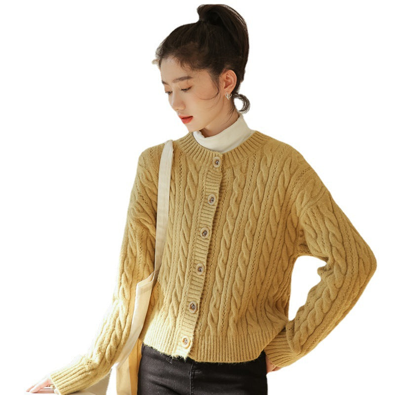Retro Twist Sweater Cardigan Women Loose Knit