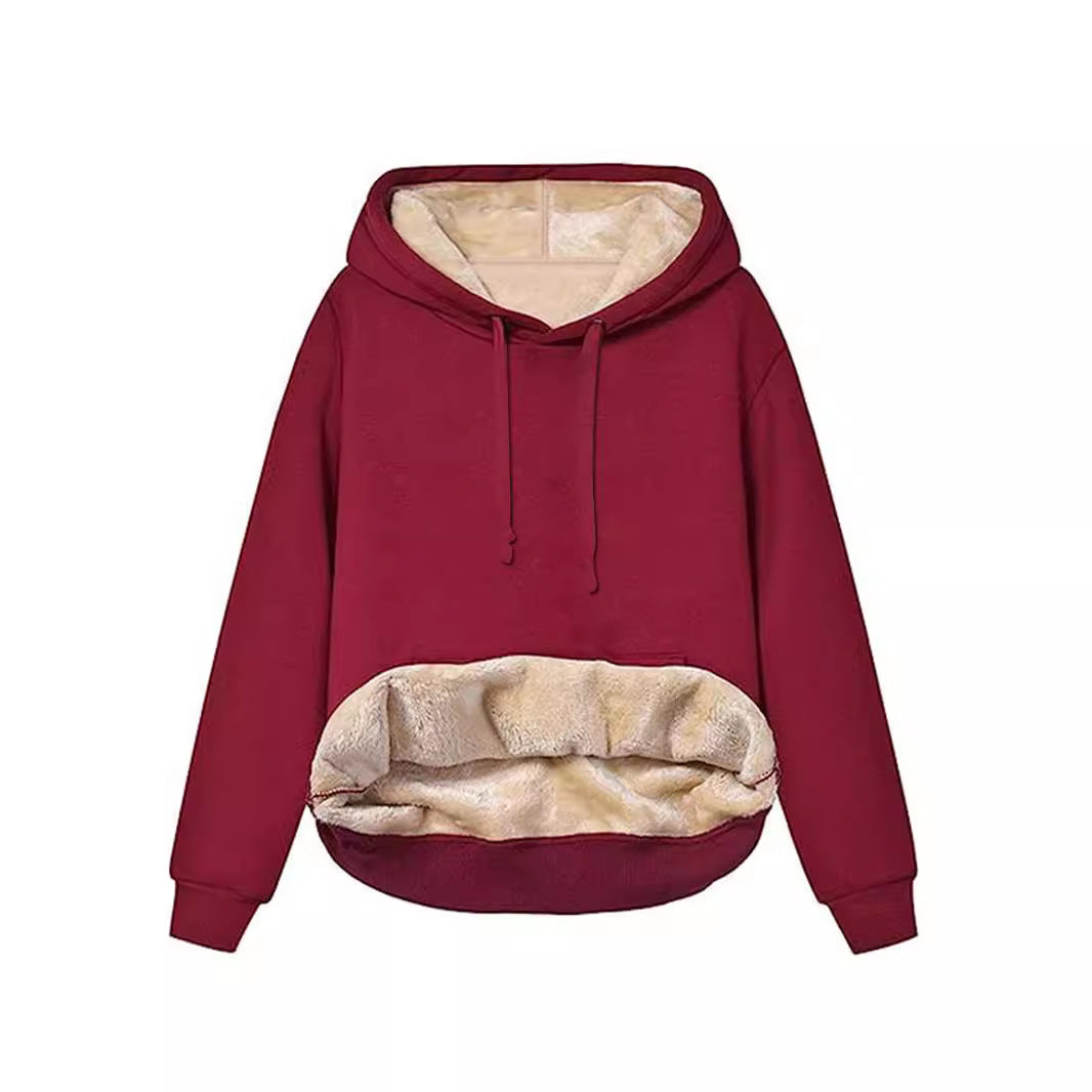 Fashion Women Warm With Velvet Hoodie Coat