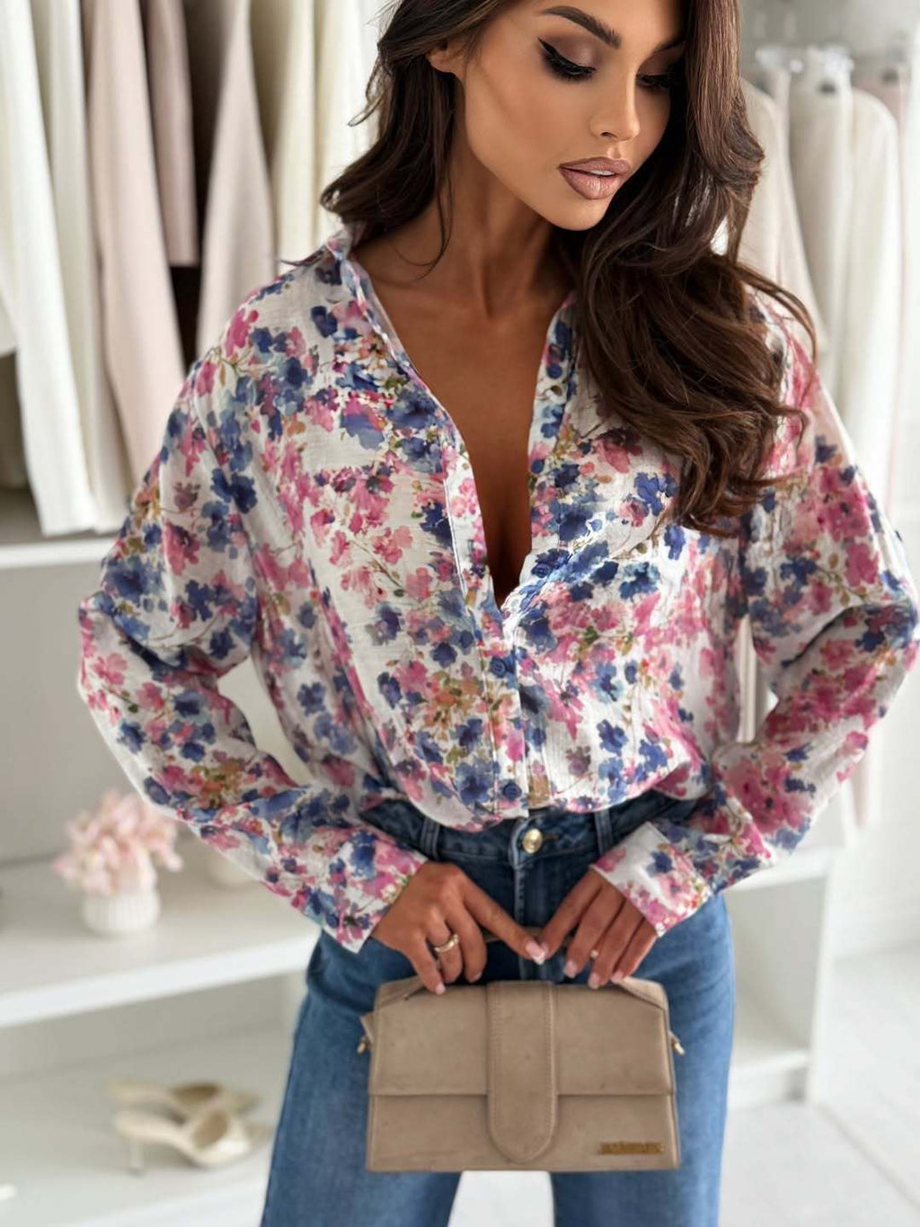 Fashionable Printed Casual Loose Long-Sleeve Shirt For Women