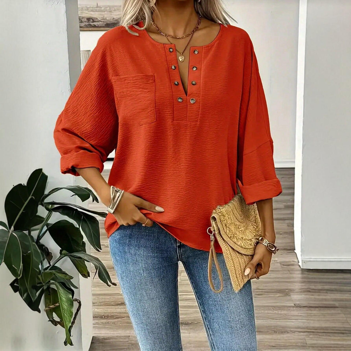 Loose-fitting Long-sleeve Blouse For Women