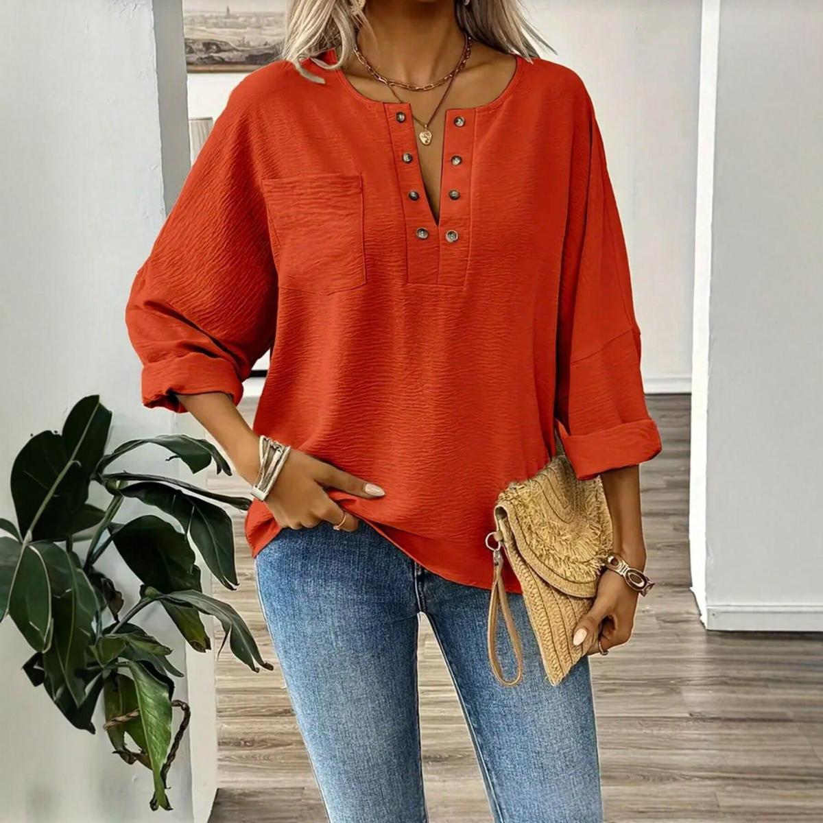 Loose-fitting Long-sleeve Blouse For Women