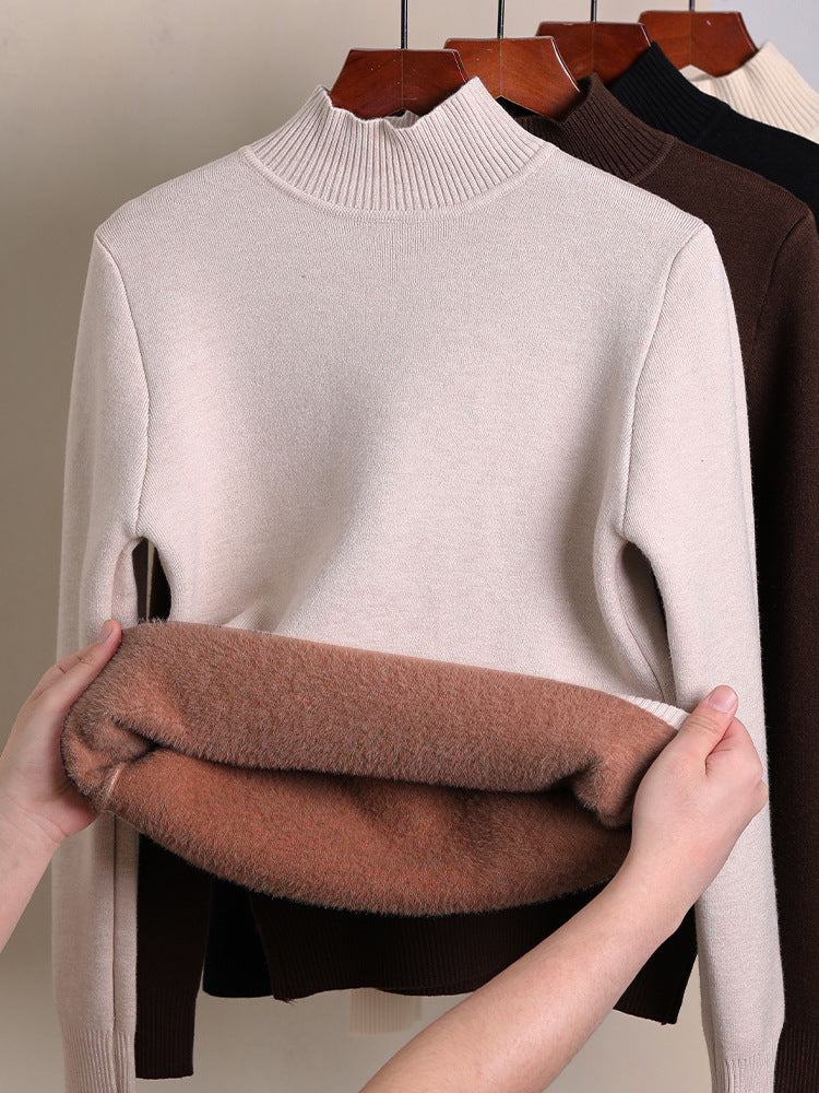 Fleece-lined Thick Turtleneck Sweater Women