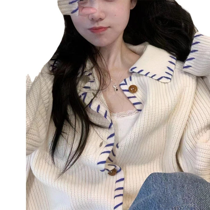 Cropped Knit Cardigan Sweater For Women
