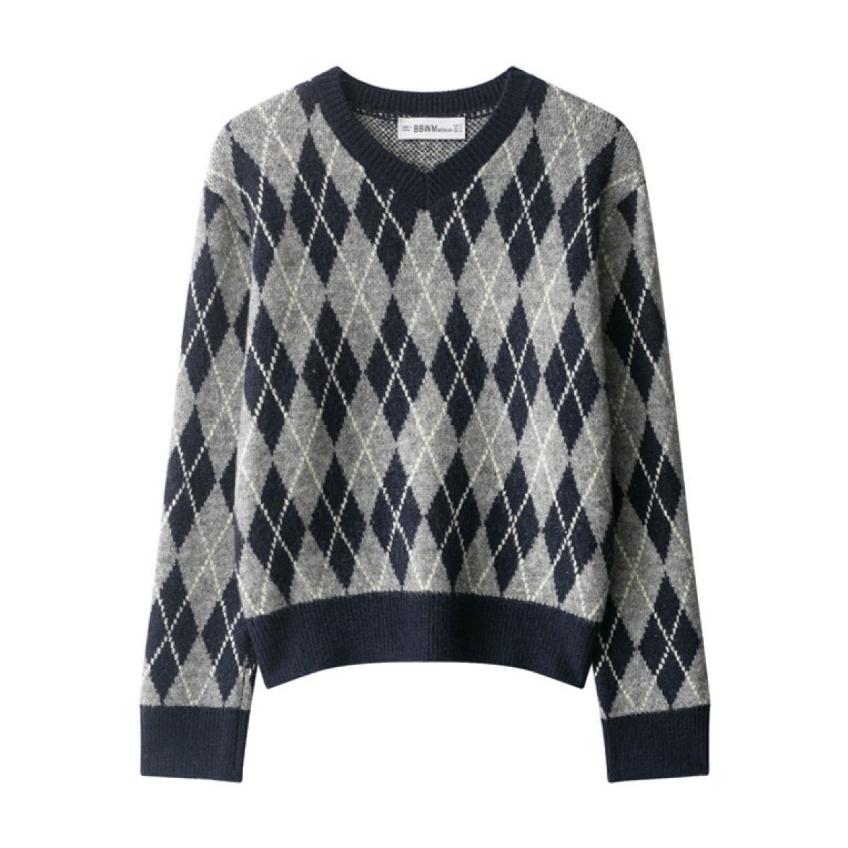 Fashion Diamond Pattern Knit Sweater For Women