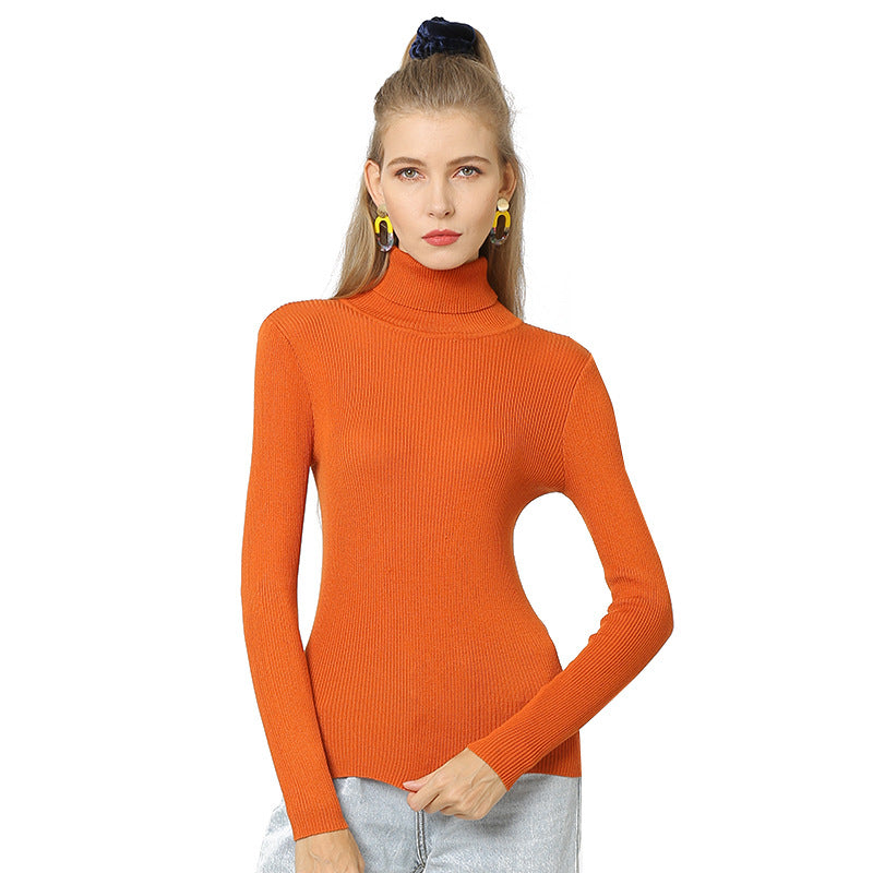 Solid-color Turtleneck Oversized Sweater For Women