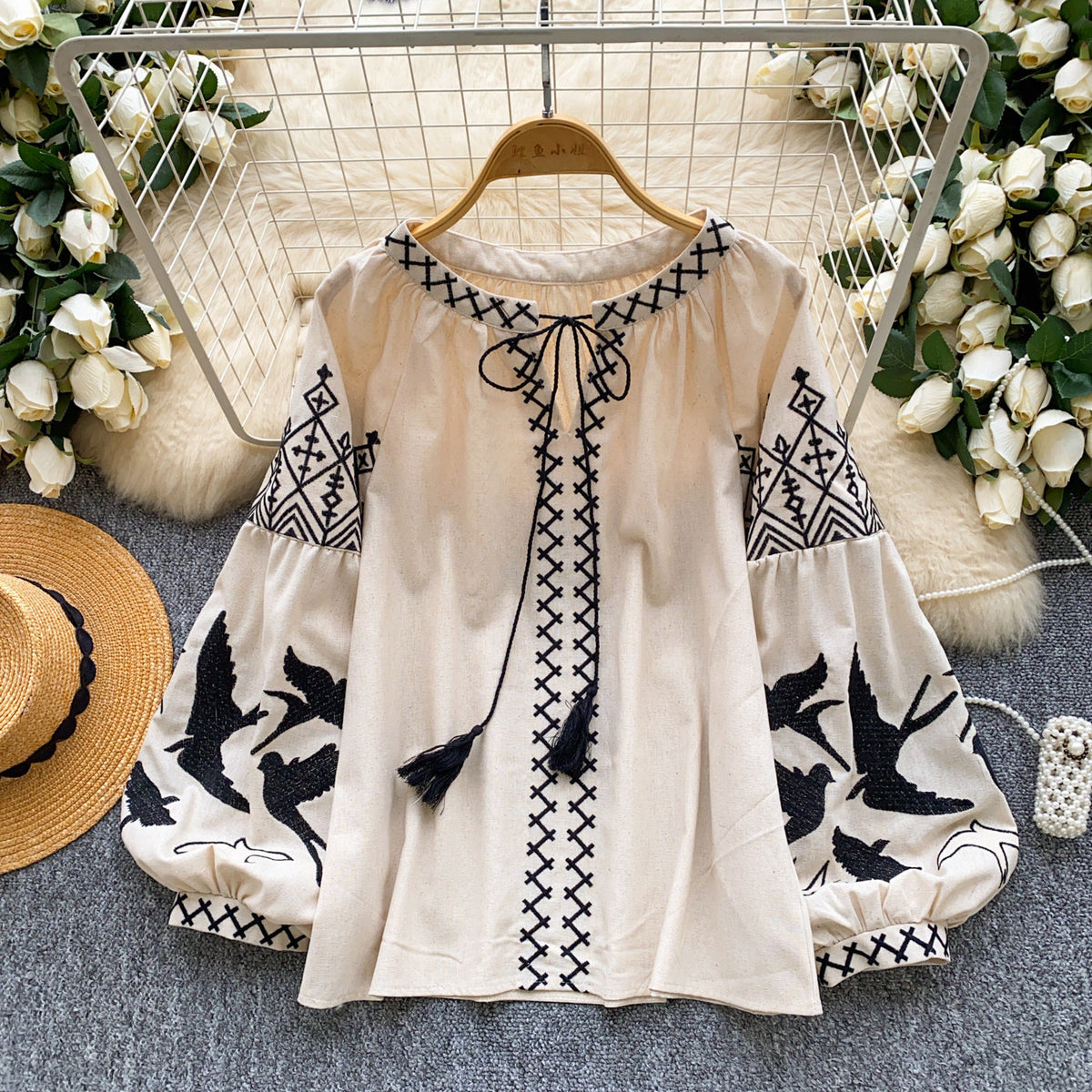 Korean-style Long-sleeve Loose Tassel Top For Women