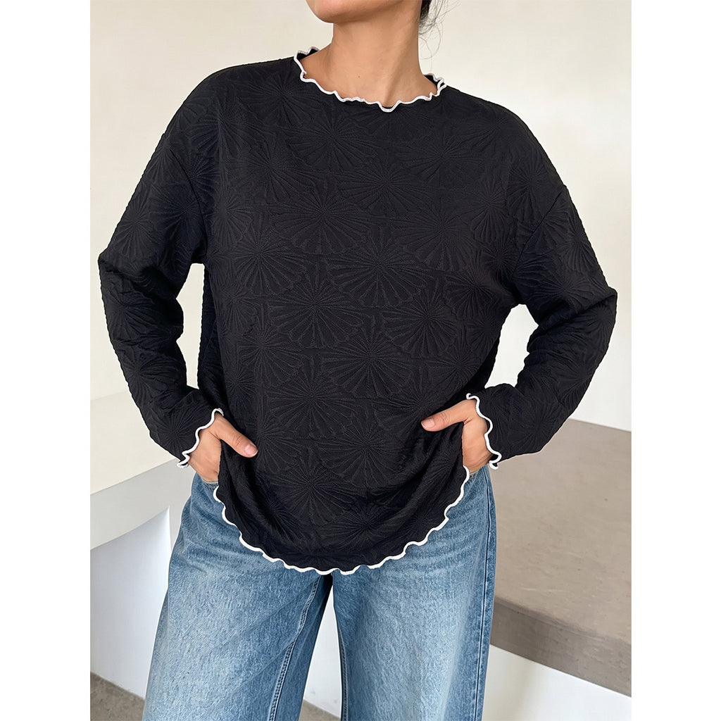 Loose-fitting Crew-neck Long-sleeve T-shirt For Women