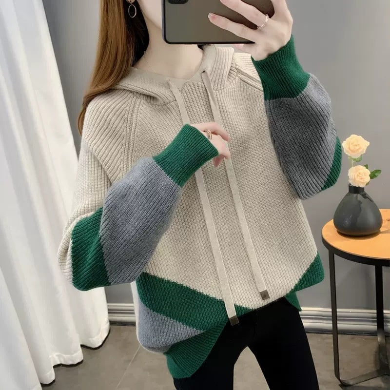 Stylish Western-style Knitted Hoodie For Women
