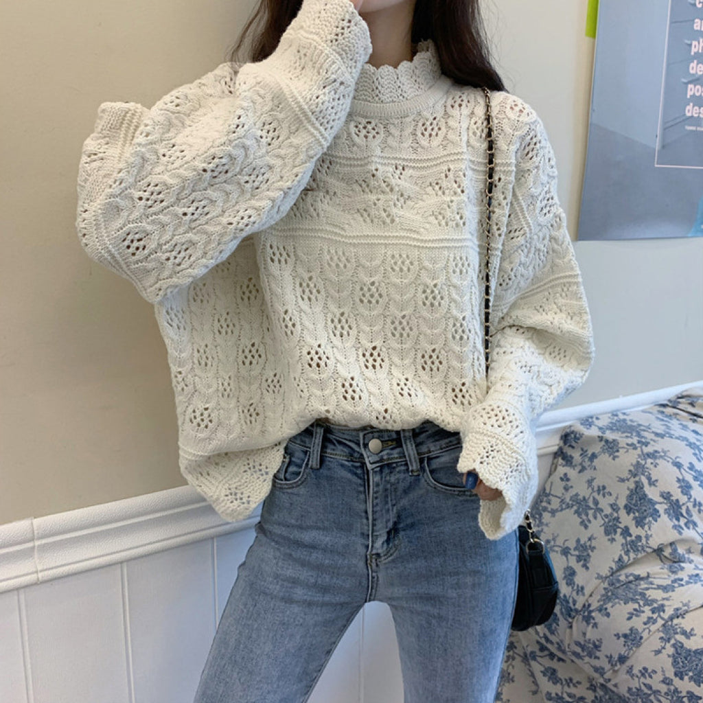 Knit Women Loose-fitting Sweater