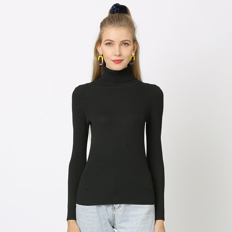 Solid-color Turtleneck Oversized Sweater For Women