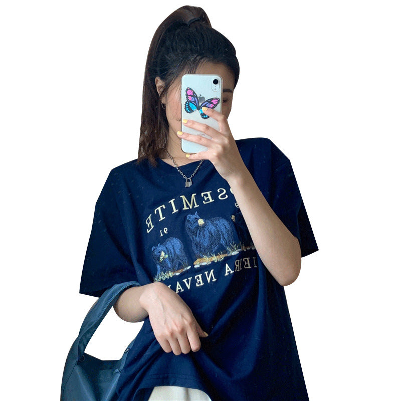 Fashion Women Cartoon Student Loose Top