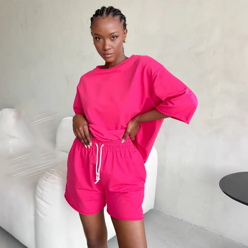 Solid-color Casual Sportswear Set For Women
