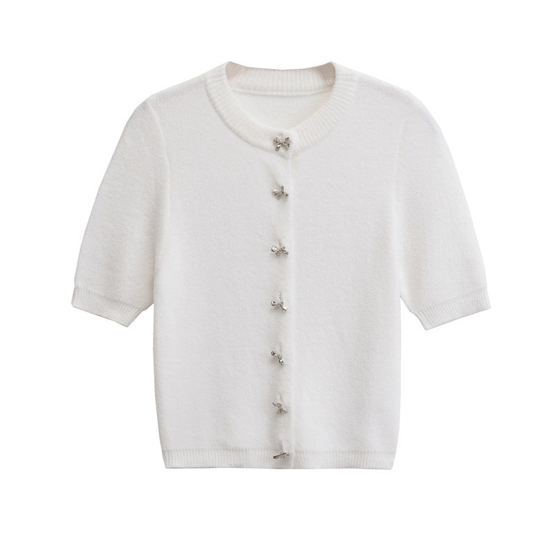 Solid Color Knitted Cardigan For Women