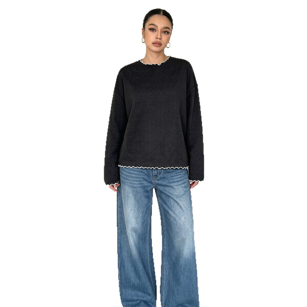 Loose-fitting Crew-neck Long-sleeve T-shirt For Women