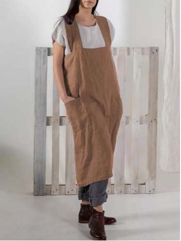 Women Dress Plus Size Autumn Winter Sleeveless Pockets Strap Dress