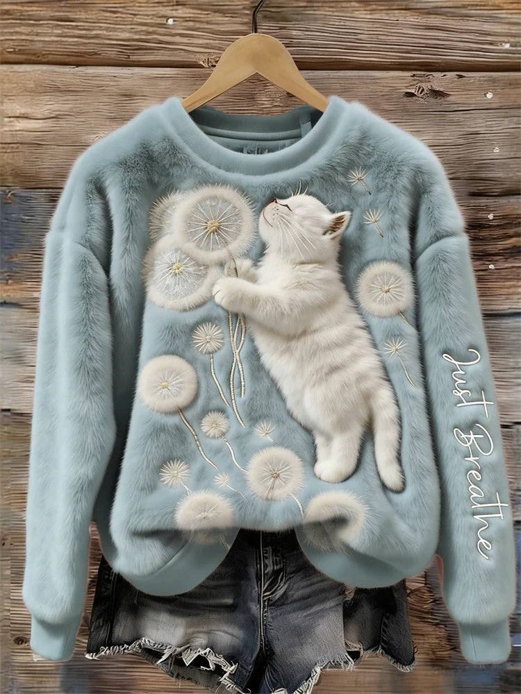 Flannel Printed Sweatshirt Top For Women