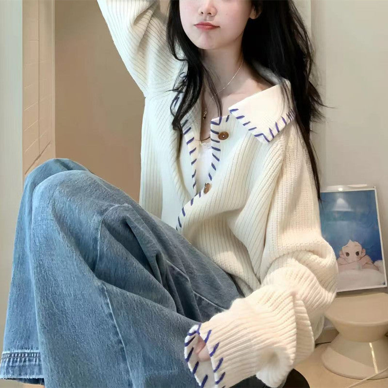 Cropped Knit Cardigan Sweater For Women
