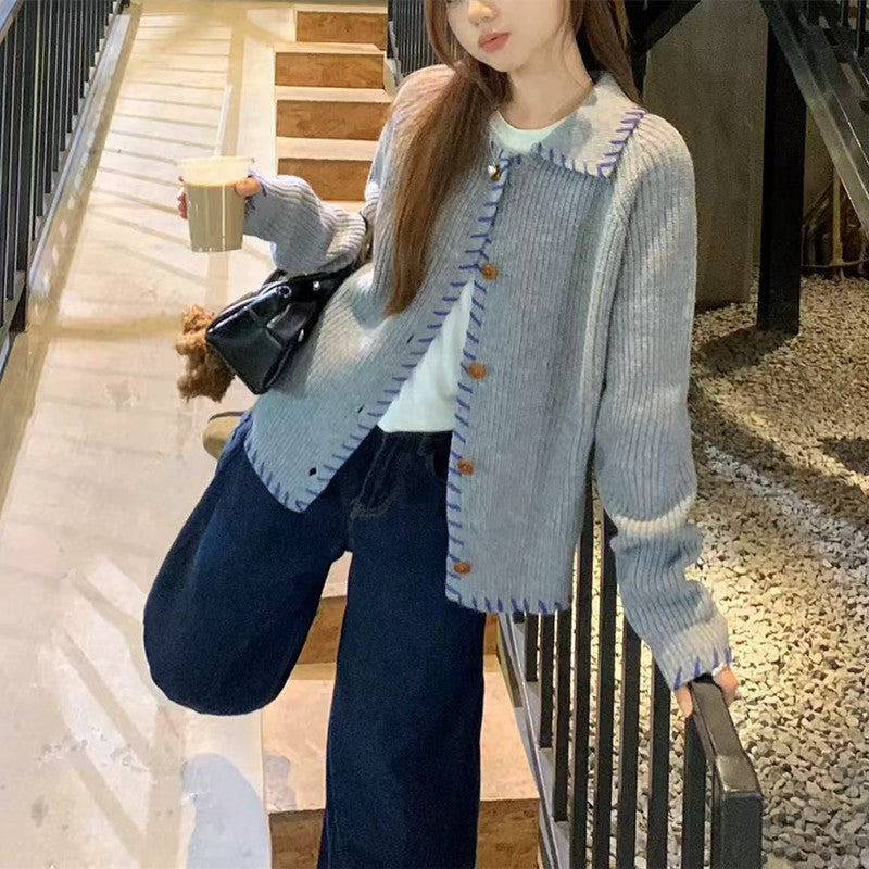 Cropped Knit Cardigan Sweater For Women