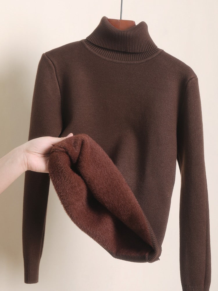 Fleece-lined Thick Turtleneck Sweater Women
