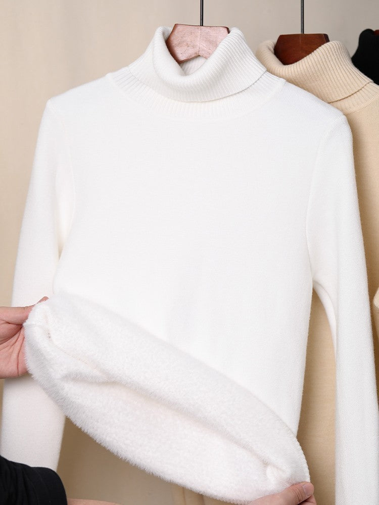 Fleece-lined Thick Turtleneck Sweater Women