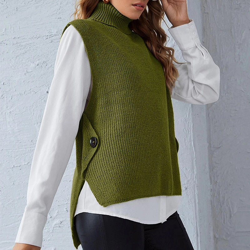 Turtleneck pullover sleeveless sweater women