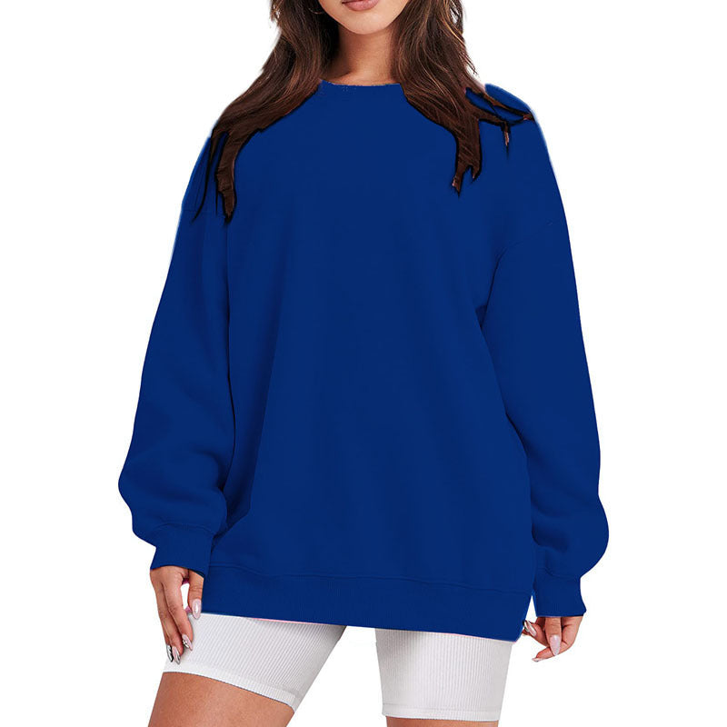 Women Oversized Crewneck Sweatshirt, Long Sleeve Loose Fit Solid Color Casual Pullover Top