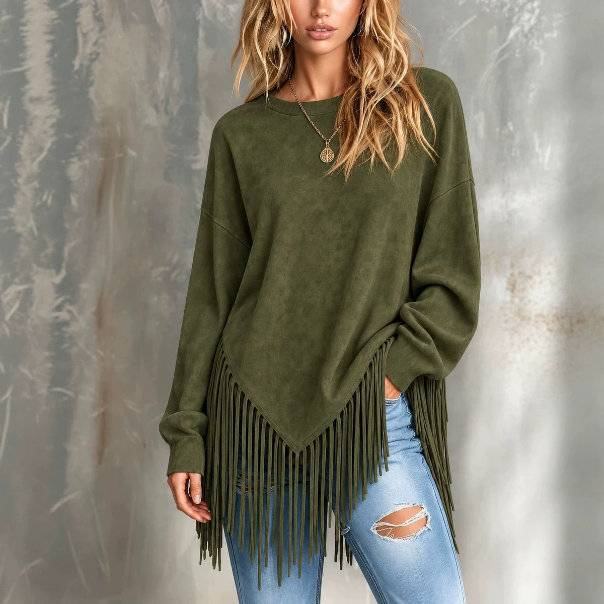 Women Solid Color V Neck Long Sleeve Knit Top Casual Loose Fashion Blouse For European & American Market