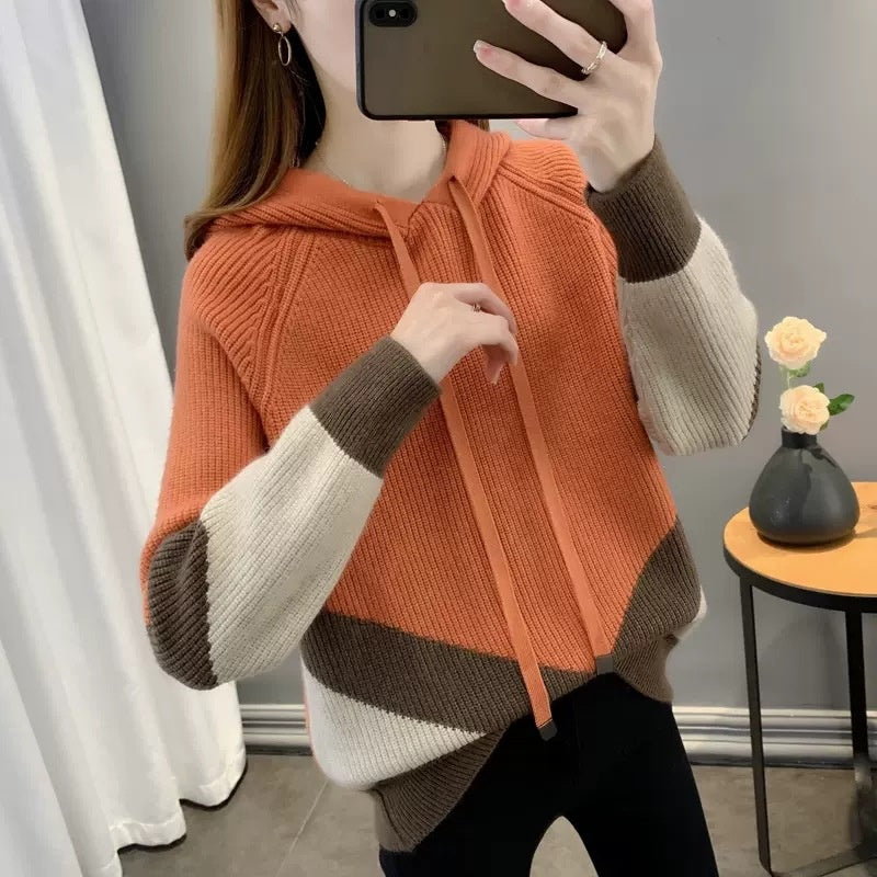 Stylish Western-style Knitted Hoodie For Women