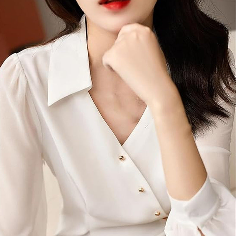 Autumn Solid Color Cardigan Shirt Women