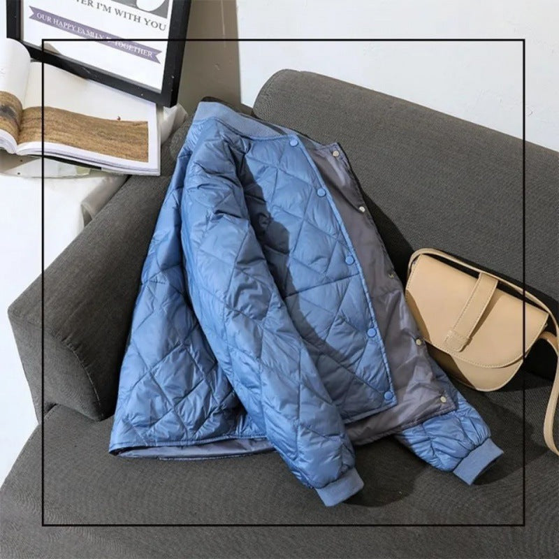 Small Lightweight Cotton-padded Women's Short Light Feather Loose Baseball Jacket