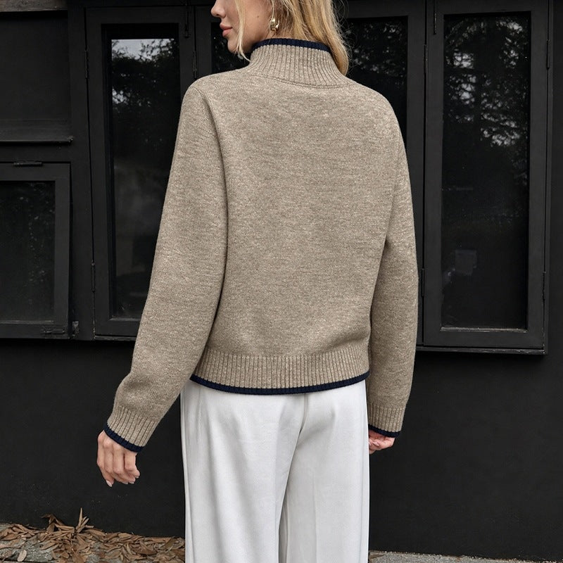 Solid-color Minimalist Knit Sweater For Women