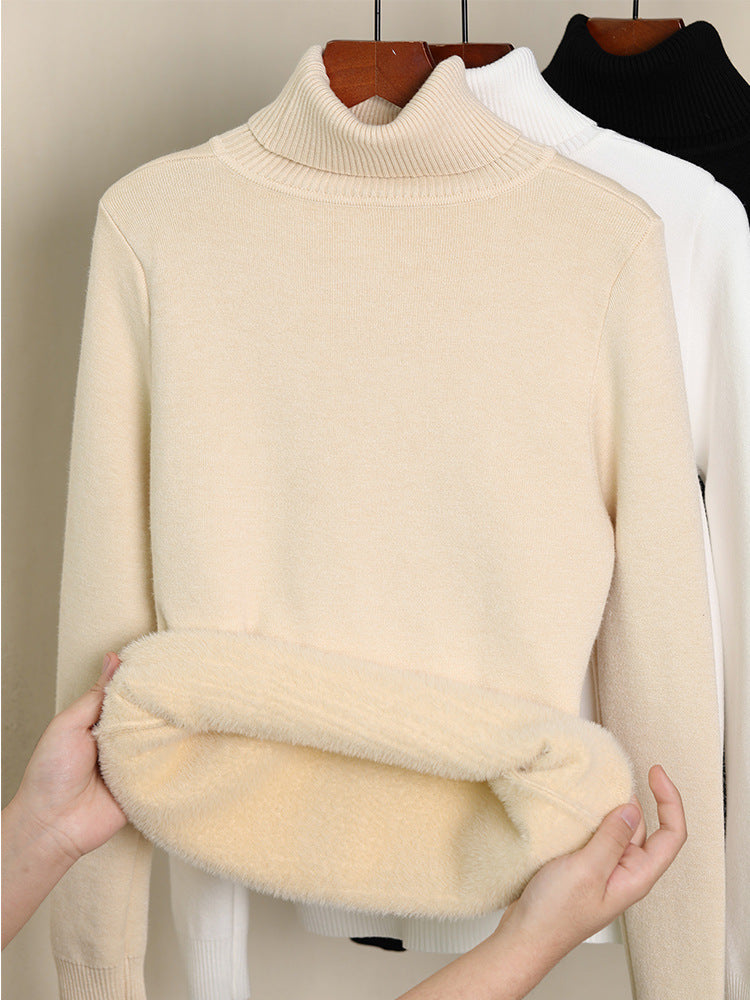 Fleece-lined Thick Turtleneck Sweater Women