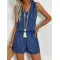 Women Fashionable Loose Fit Casual Vest And Shorts Set