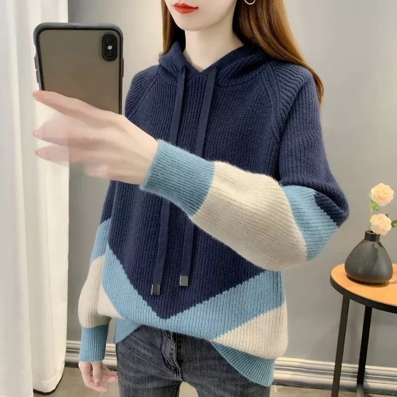 Stylish Western-style Knitted Hoodie For Women