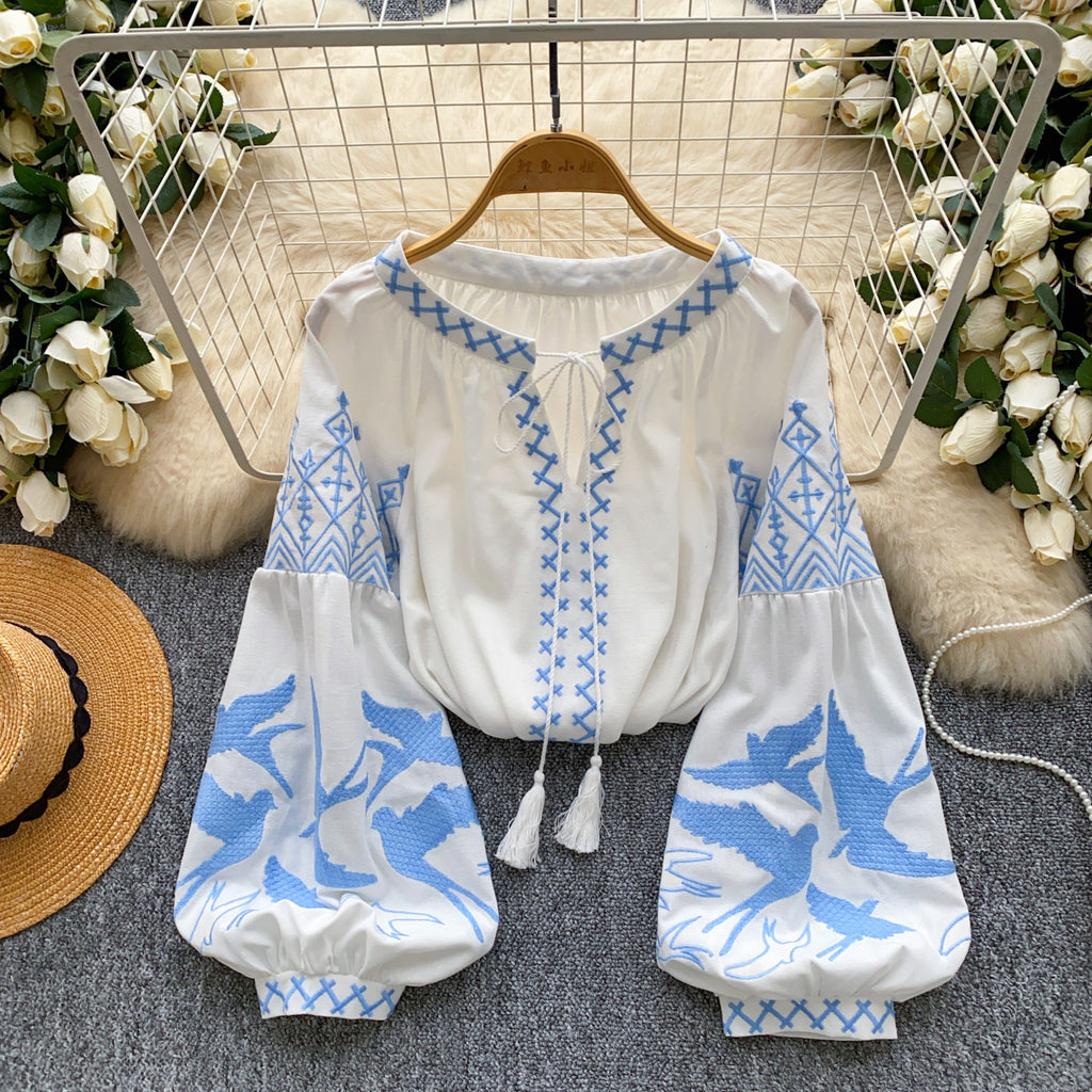 Korean-style Long-sleeve Loose Tassel Top For Women