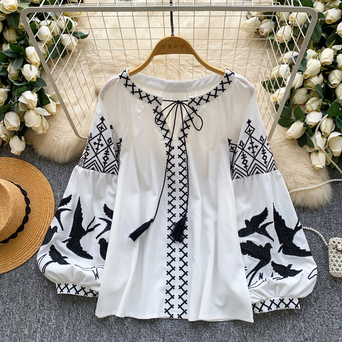 Korean-style Long-sleeve Loose Tassel Top For Women