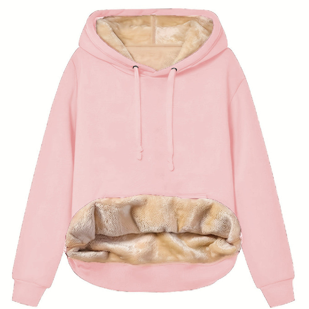 Fashion Women Warm With Velvet Hoodie Coat