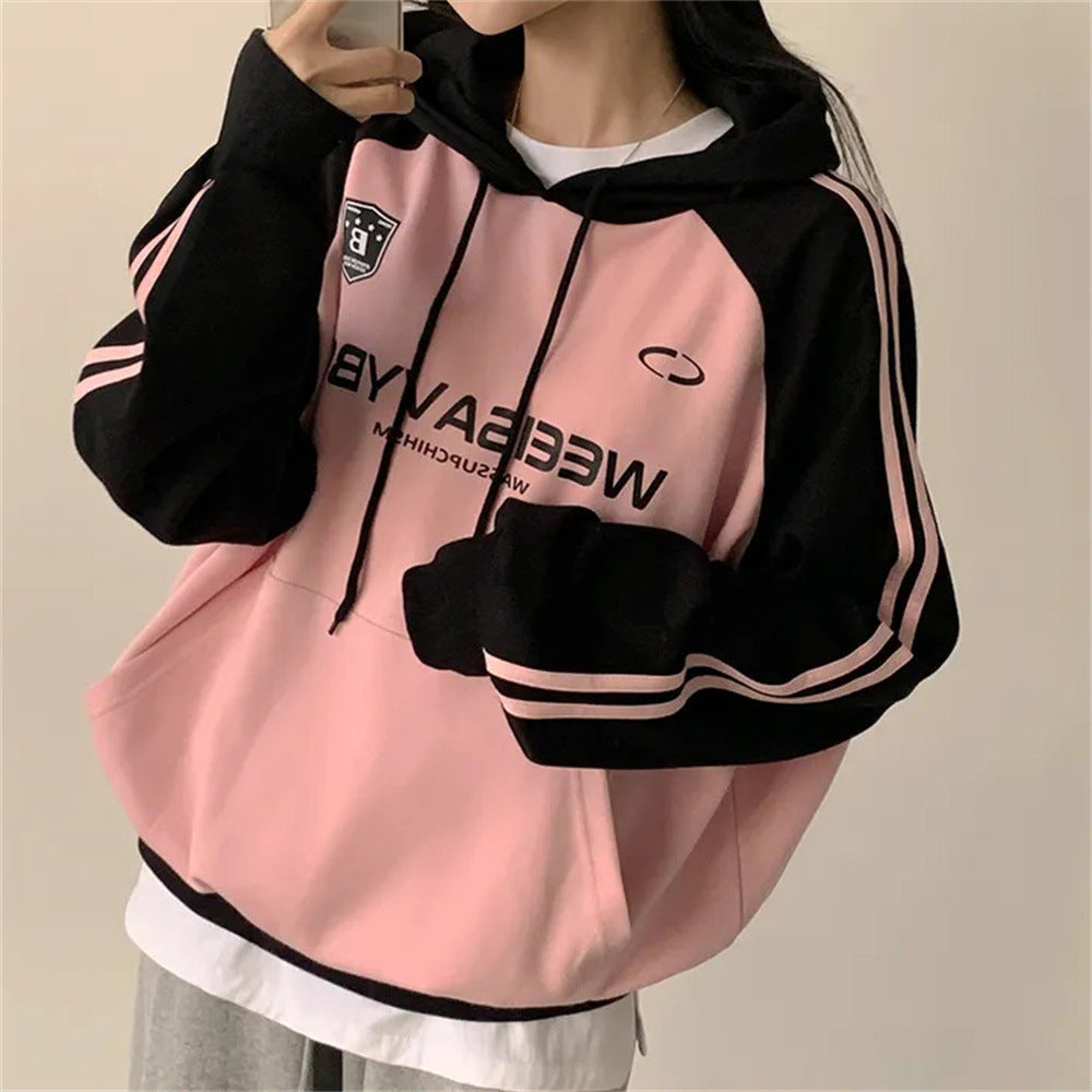 Thin Stitching Velvet Padded Hooded Sweatshirt Women