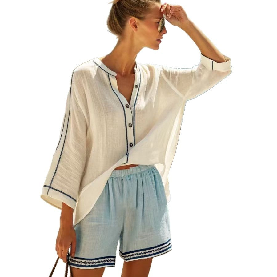 Fashionable And Elegant V-Neck Casual Set For Women