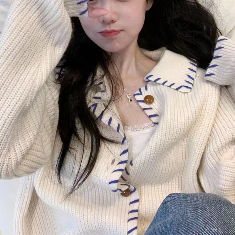 Cropped Knit Cardigan Sweater For Women